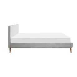 Lit scandinave tissu avec tête de lit et sommier 160x200 cm PORTIMAO