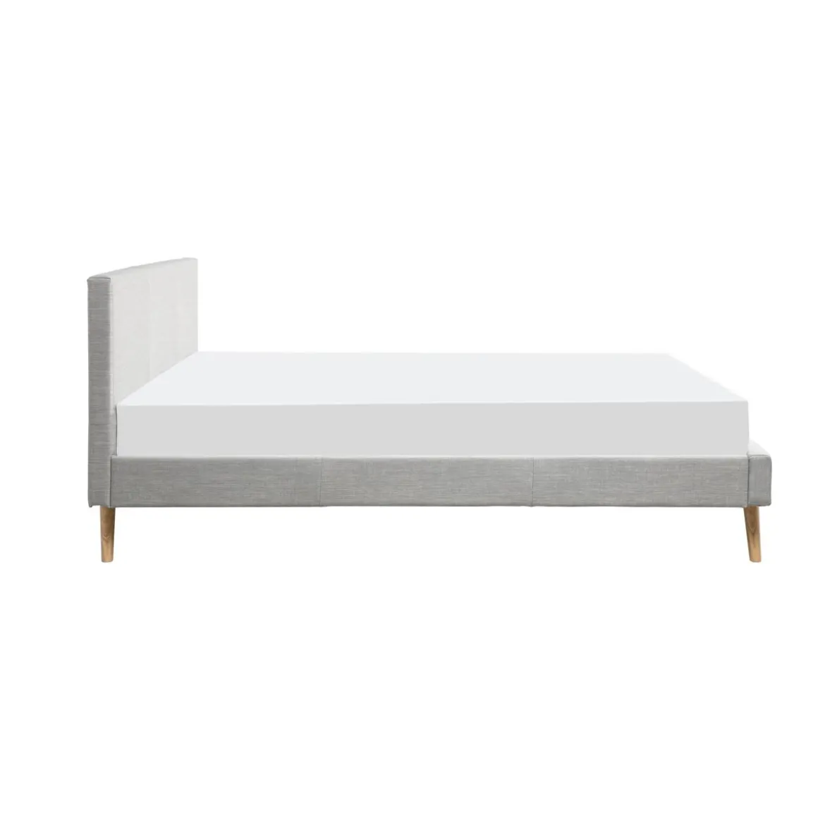Lit scandinave tissu avec tête de lit et sommier 160x200 cm PORTIMAO