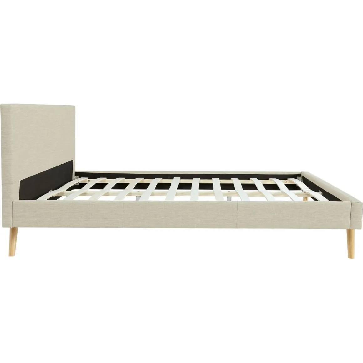 Lit scandinave tissu avec tête de lit et sommier 160x200 cm PORTIMAO