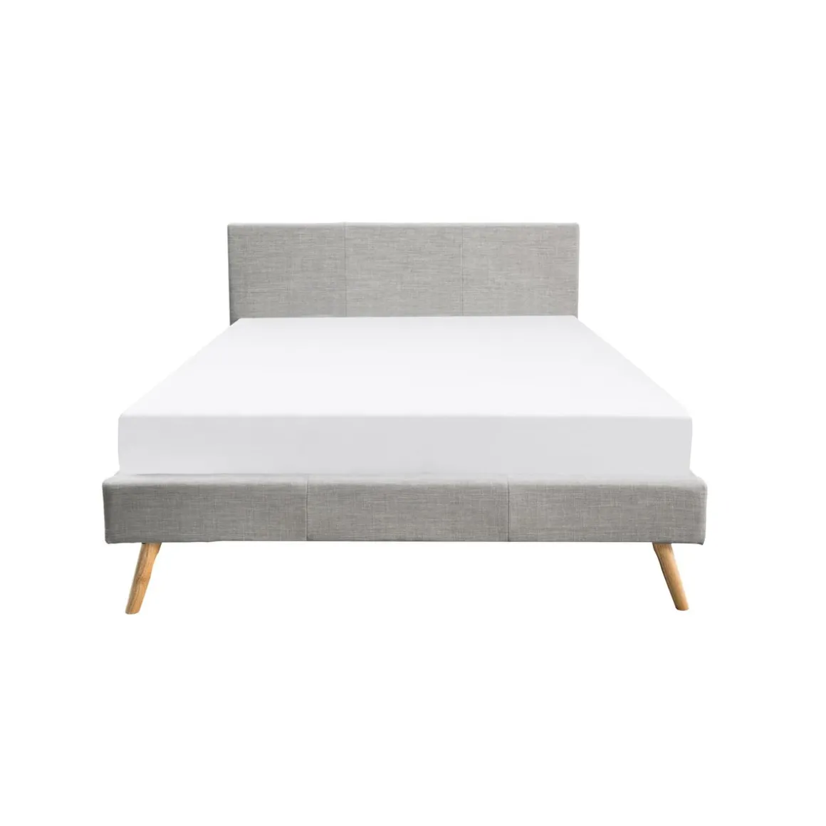 Lit scandinave tissu avec tête de lit et sommier 160x200 cm PORTIMAO