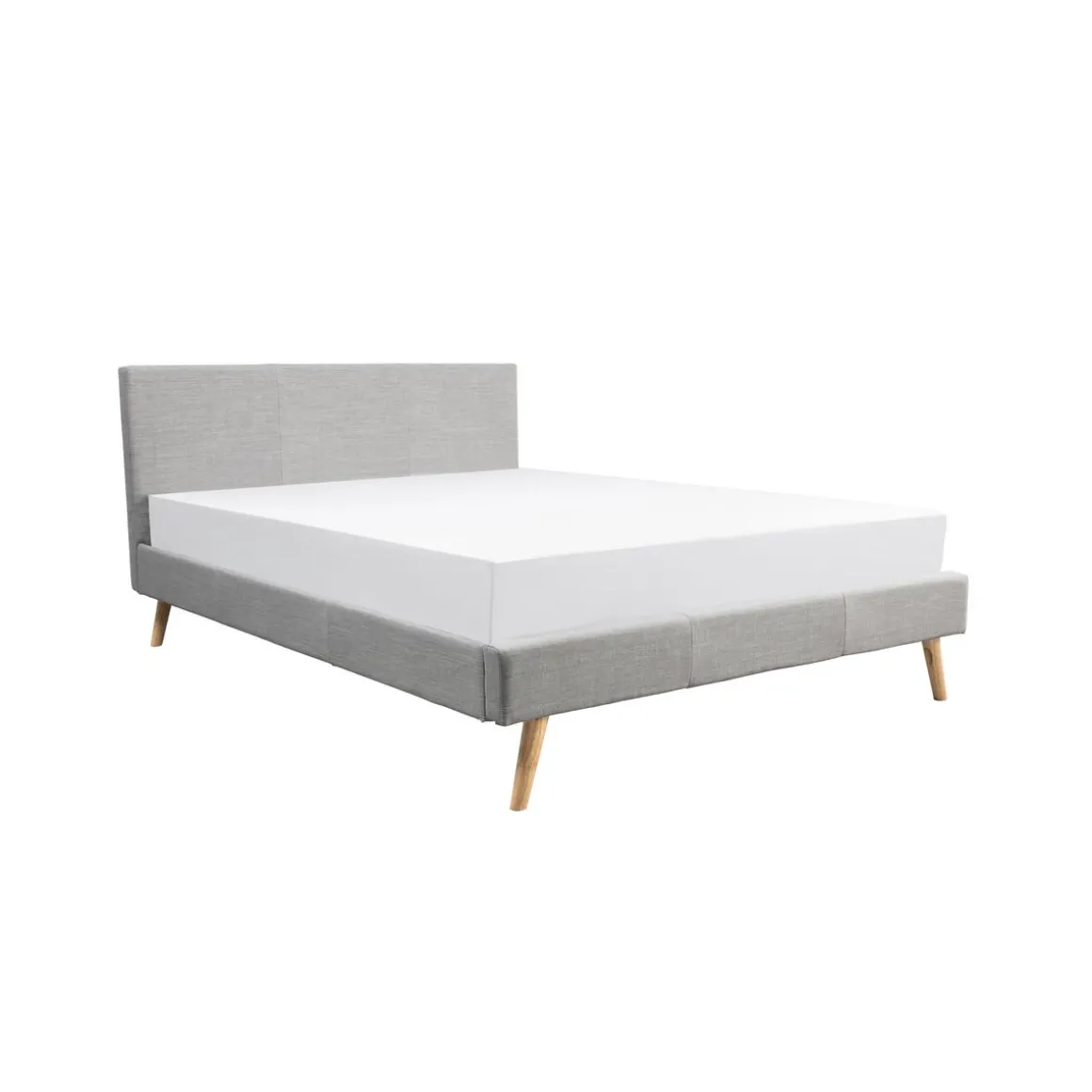 Lit scandinave tissu avec tête de lit et sommier 160x200 cm PORTIMAO