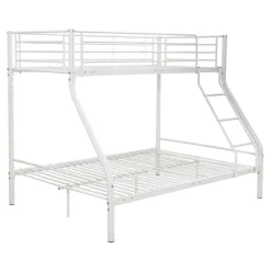 Lit superposé en métal Leo Sommiers inclus - 90/140 x 190 cm - Blanc