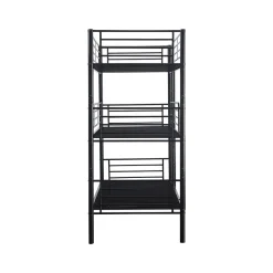 Lit superposé en métal triple HAVIN - 90 x 190 cm - Noir