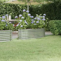 Lit sureleve de jardin Acier enduit de poudre Argente