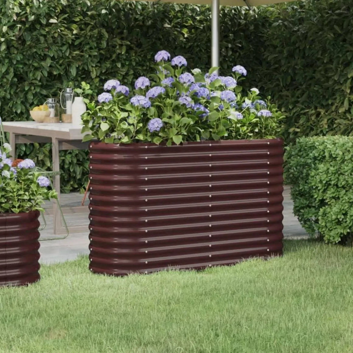 Lit sureleve de jardin Acier enduit de poudre marron