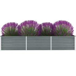 Lit sureleve de jardin Acier galvanise 240x80x45 cm Gris