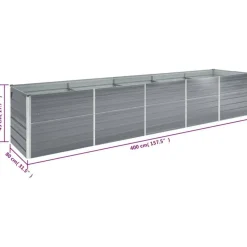 Lit sureleve de jardin Acier galvanise 400x80x45 cm Gris