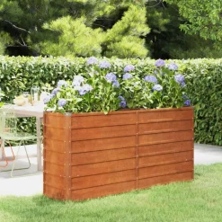 Lit sureleve de jardin rouille 160x40x77 cm acier corten