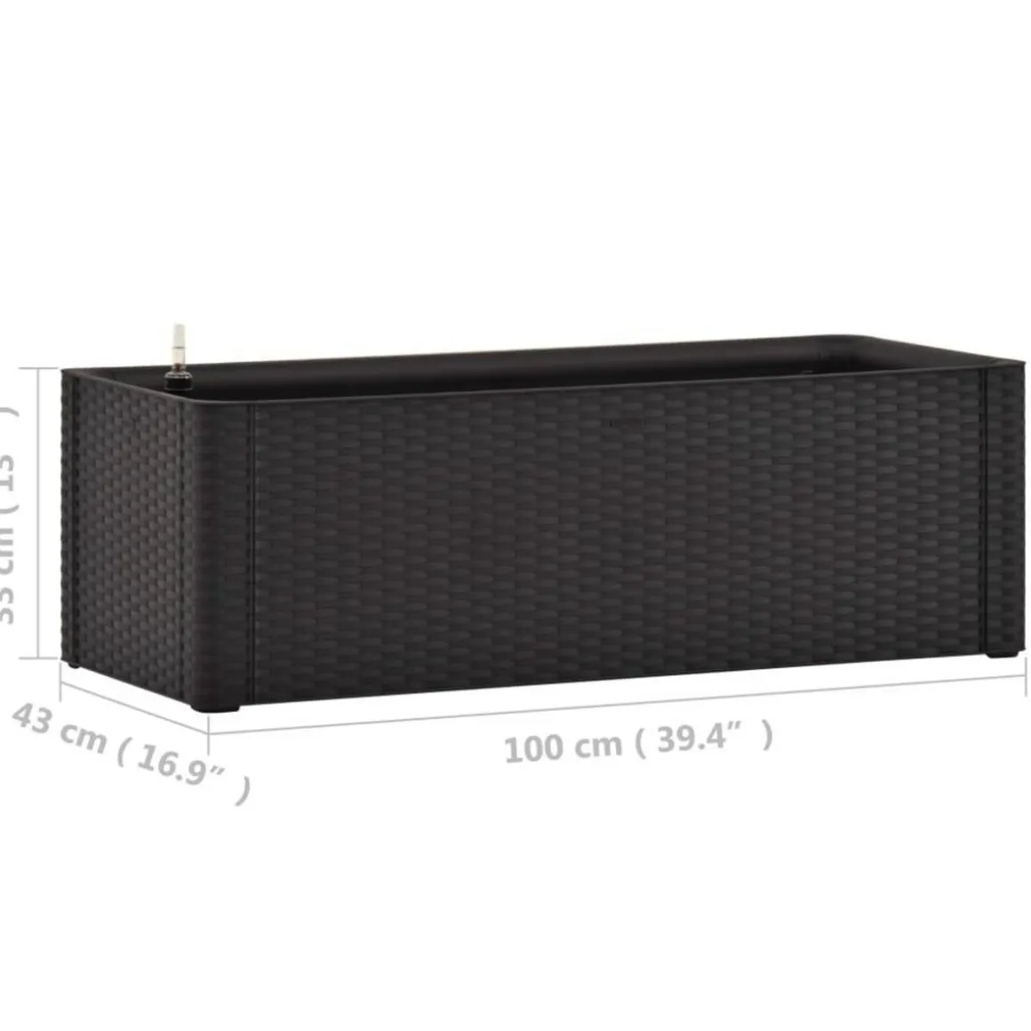 Lit sureleve de jardin systeme arrosage Anthracite 100x43x33 cm
