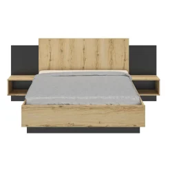 Lit 140x190 cm avec 2 chevets lambris intégrés MEZOS
