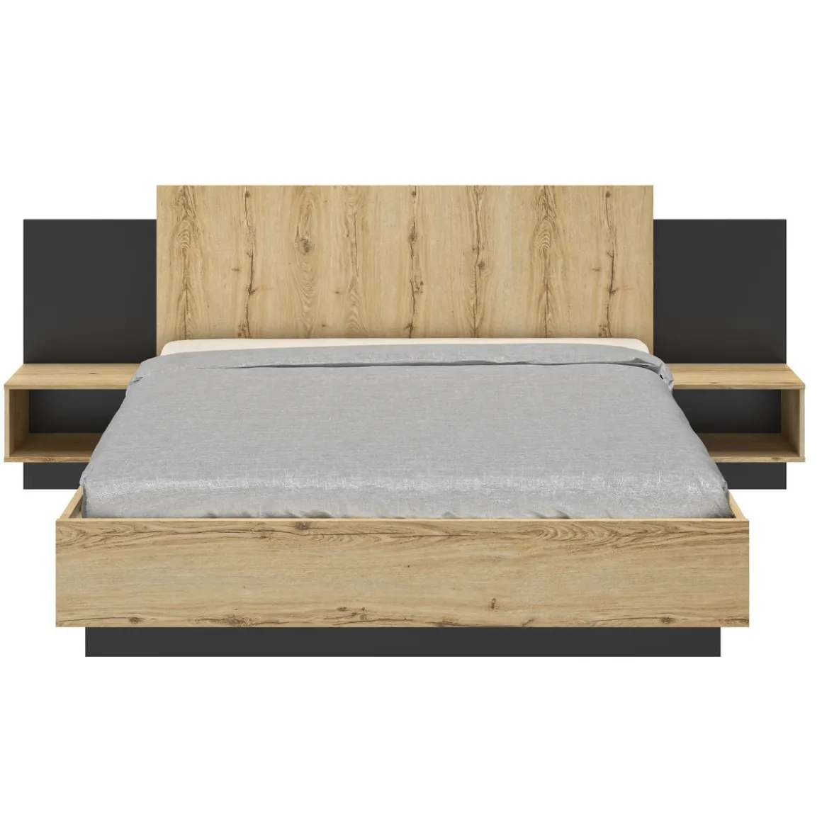 Lit 160x200 cm avec tête de lit et chevets intégrés MEZOS
