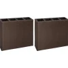 Lits sureleves de jardin et 4 pots 2 pcs Resine tressee Marron