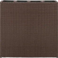 Lits sureleves de jardin et 4 pots 2 pcs Resine tressee Marron
