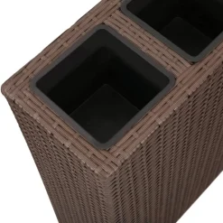 Lits sureleves de jardin et 4 pots 2 pcs Resine tressee Marron