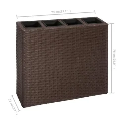 Lits sureleves de jardin et 4 pots 2 pcs Resine tressee Marron