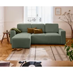 Livy - canapé d'angle réversible 4 places convertible avec coffre en fausse fourrure