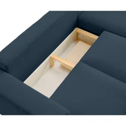 Livy - canapé d'angle réversible 4 places convertible avec coffre en fausse fourrure