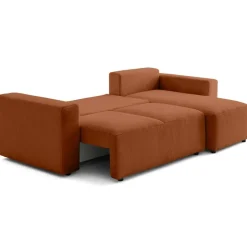 Livy - canapé d'angle réversible 4 places convertible avec coffre en fausse fourrure