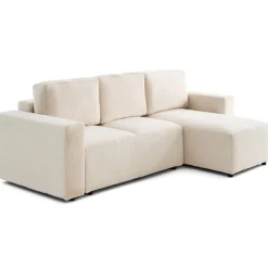 Livy - canapé d'angle réversible 4 places convertible avec coffre en fausse fourrure