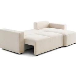 Livy - canapé d'angle réversible 4 places convertible avec coffre en fausse fourrure