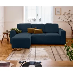 Livy - canapé d'angle réversible 4 places convertible avec coffre en fausse fourrure