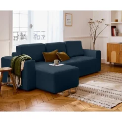 Livy - canapé d'angle réversible 4 places convertible avec coffre en fausse fourrure