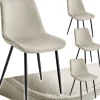 Lot 4 chaises assise ergonomique rembourrée aspect velours crème