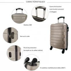 Lot 3 valises dont 1 valise cabine rigides