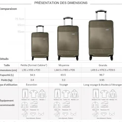 Lot 3 valises dont 1 valise cabine rigides