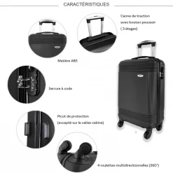 Lot 3 valises dont 1 valise cabine rigides