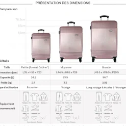 Lot 3 valises dont 1 valise cabine rigides