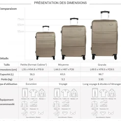 Lot 3 valises rigides dont 1 valise cabine
