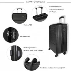 Lot 3 valises rigides dont 1 valise cabine