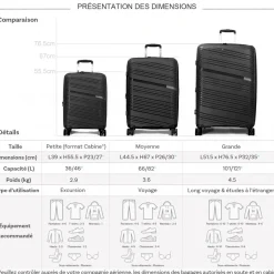 Lot 3 valises rigides dont 1 cabine TSA