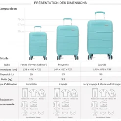 Lot 3 valises rigides dont 1 cabine TSA