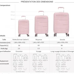Lot 3 valises rigides dont 1 cabine TSA