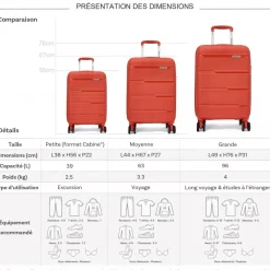 Lot 3 valises rigides dont 1 cabine TSA