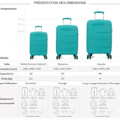 Lot 3 valises rigides dont 1 cabine TSA