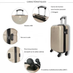 Lot 3 valises rigides dont 1 valise cabine