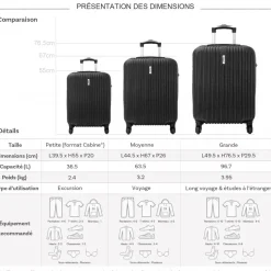 Lot 3 valises rigides dont 1 valise cabine