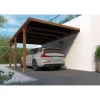 Lot carport adossé toit plat - Bois traité autoclave - 15,6 m² - VICTOR + Supports de fixation en H
