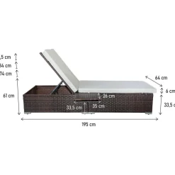 Lot de 2 bains de soleil en résine tressée avec coussins Alice - Beige