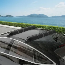 Lot de 2 barres de toit gonflable - adaptable sur la plupart des voitures - charge max. 75 Kg - sangles, sac inclus - EVA nylon noir