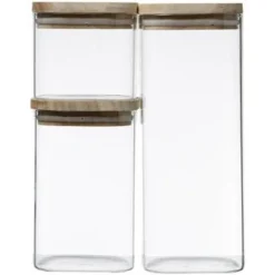 Lot de 3 Bocaux Empilables 24cm Transparent