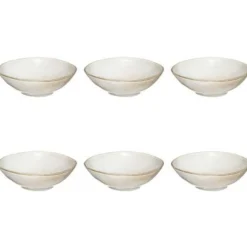 Lot de 6 Bols Ronds Design Flower 15cm Gris