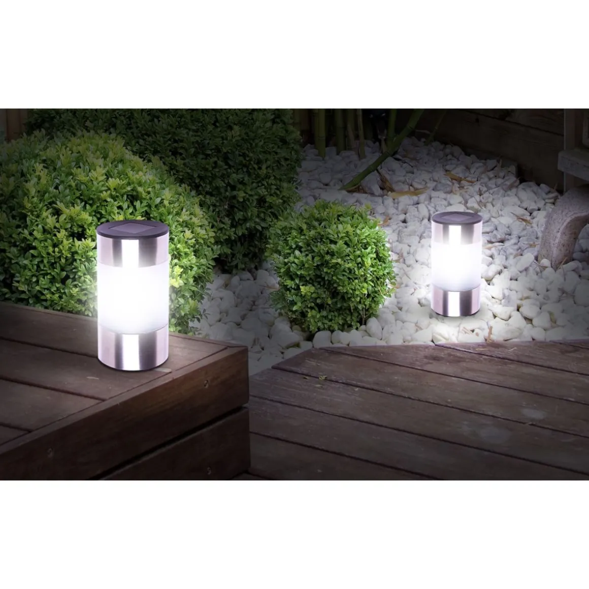 Lot de 4 bornes solaire à planter ou à poser Gris - INOXIA