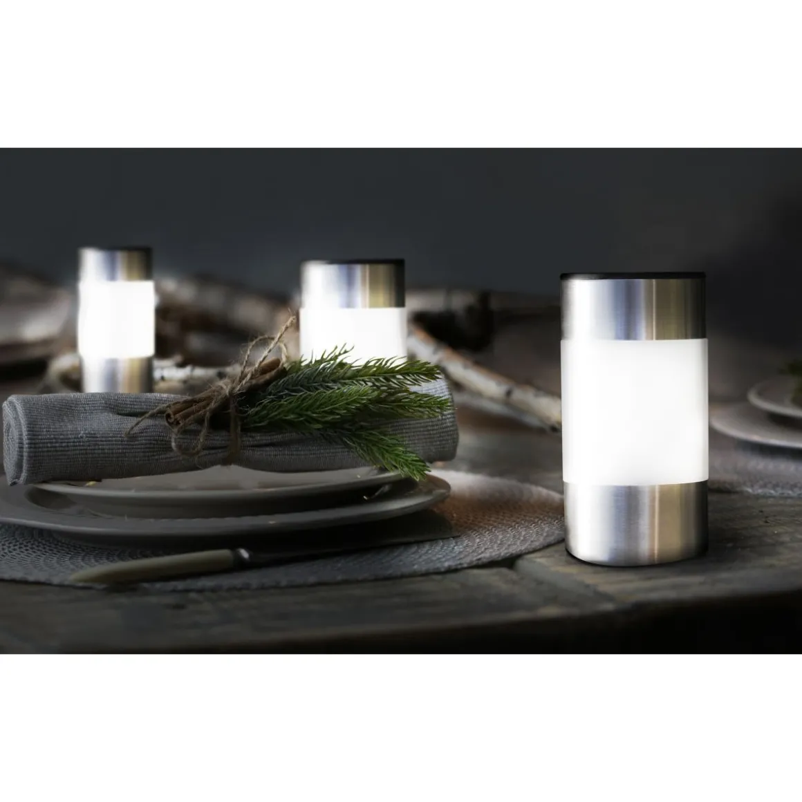 Lot de 4 bornes solaire à planter ou à poser Gris - INOXIA