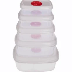 Lot de 5 Boîtes de Conservation Micro-Ondes 25cm Blanc