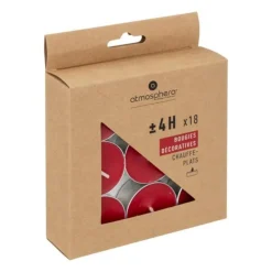 Lot de 18 Bougies Chauffe-Plat Hugo 3,7cm Rouge