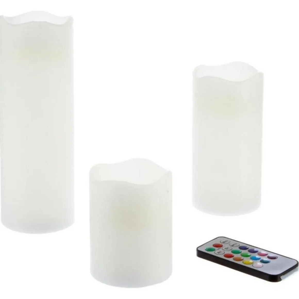 Lot de 3 Bougies LED 12 Couleurs 20cm Multicolore